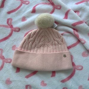 lululemon - strawberry milkshake pink pom pom cable knit beanie